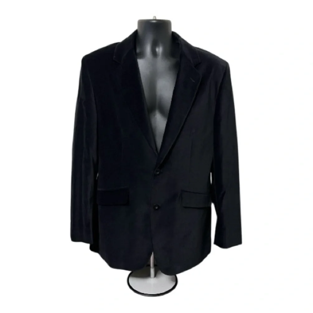 DKNY Classic Black Velvet Blazer – Elegant 2-Button Jacket, Timeless Style